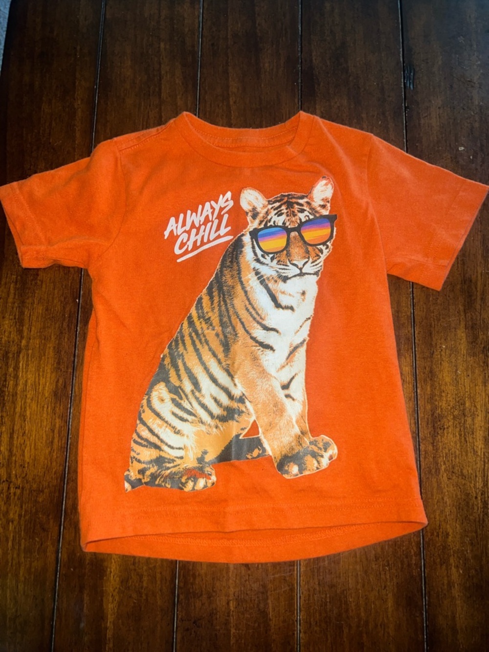 🎉🎉 5 for $20 🎉🎉Kids Orange 'Always Chill' Tiger Graphic Tee